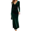 Fall Spring Women Evening Dress Long Sleeves Slim Fit Pure Color Fishtail