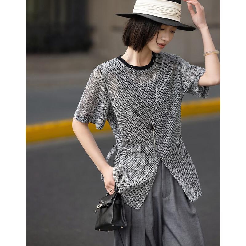 Women s Hollow Knit Short Sleeve Top XL