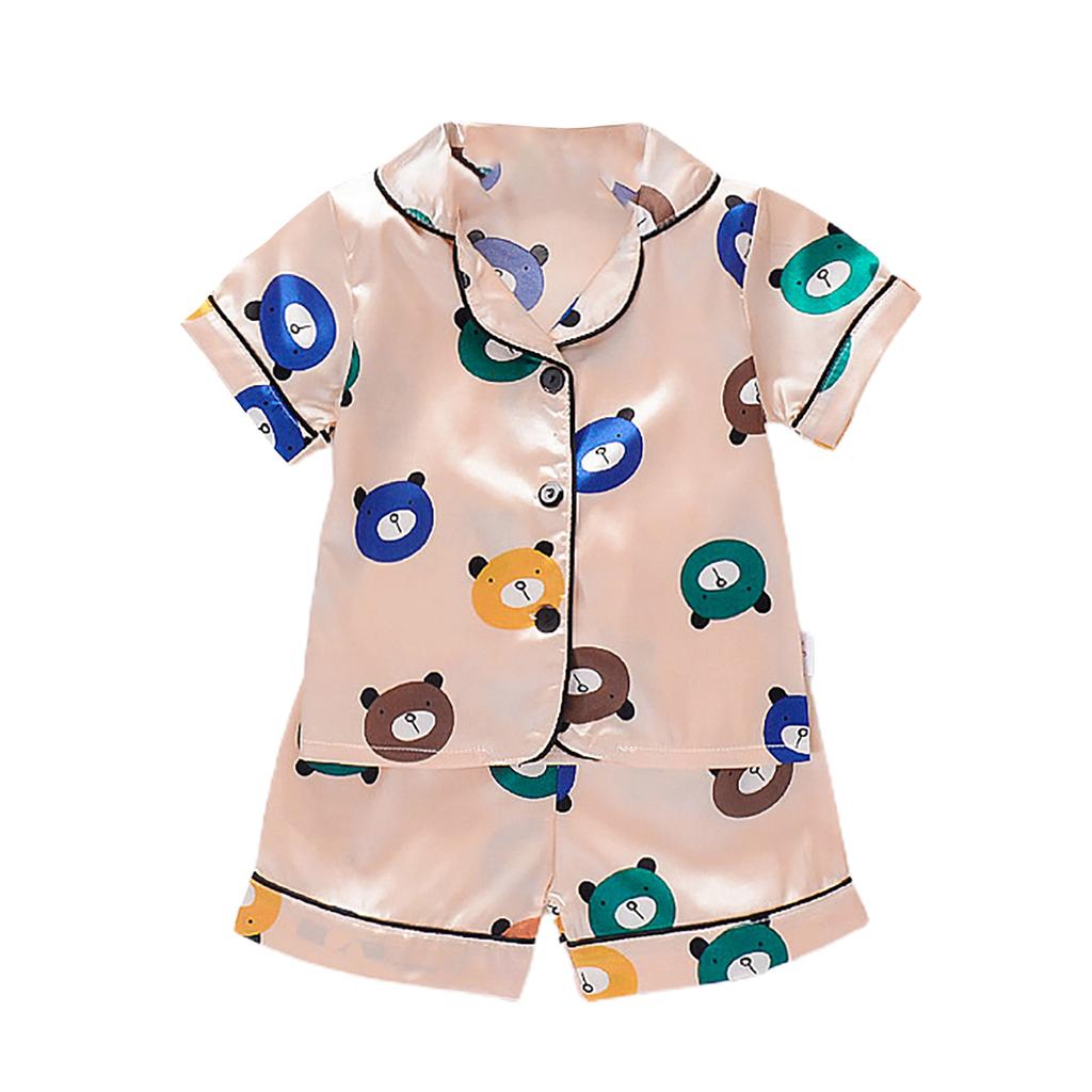 Babypysjamas Gutter Jenter Todelt sateng nattøy Sommerkortermet+shorts