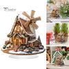 Indoor Winter Holiday Decorations Gingerbread Log Cabin Ornament, 2D Acrylic Table Decoration, Christmas House Ornaments Double Sided Crafts for Home