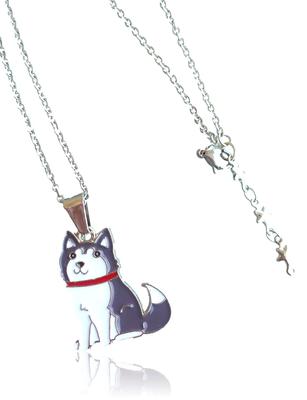 Shiba Inu Halskette Niedlicher Anime Hund Weiß Schwarz Silber Grau Damen Herren
