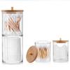 Acryl Aufbewahrungsbox Badezimmer Glas Make-up Organizer Wattepadhalter Wattehalter Spender mit Bambusdeckel Klarsichtplastik