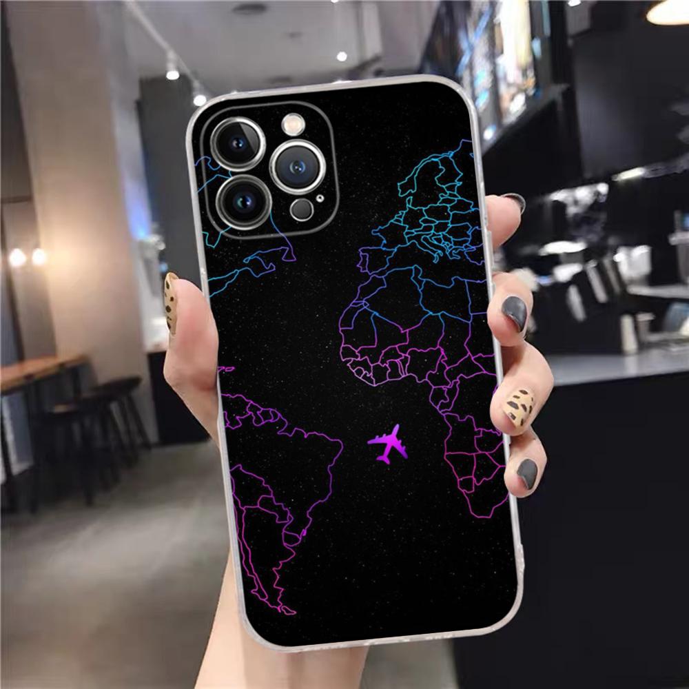 geography Travel fly Phone Case For iPhone 15 14 11 12 13 Mini Pro XS Max Cover 6 7 8 Plus X XR SE 2020 Funda Shell