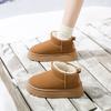 Women Padded Shoes Thick-soled Round Toe Warm Thick Plush Slip-On Platform Ankle Botas Snow Boots