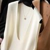 Autumn/Winter Women's V-neck 100% Pure Wool Loose Vest