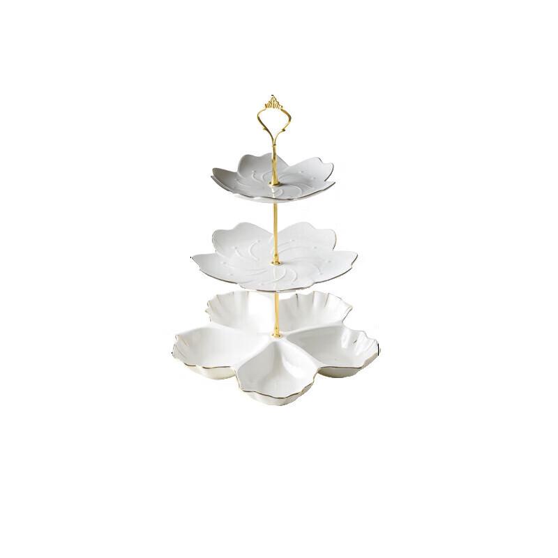 Nordic Light Luxury 3-Tier Ceramic Snack Fruit Plate