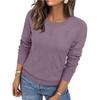 Women S Casual Knitted Pullover Sweater Round Neck Long Sleeve Solid Color