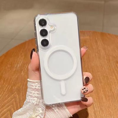 Etui na telefon Magsafe Magnetic Charge do Samsung Galaxy S25 S24 S23 Ultra S22 Plus S21 FE Przezroczysty akrylowy pokrowiec Slim