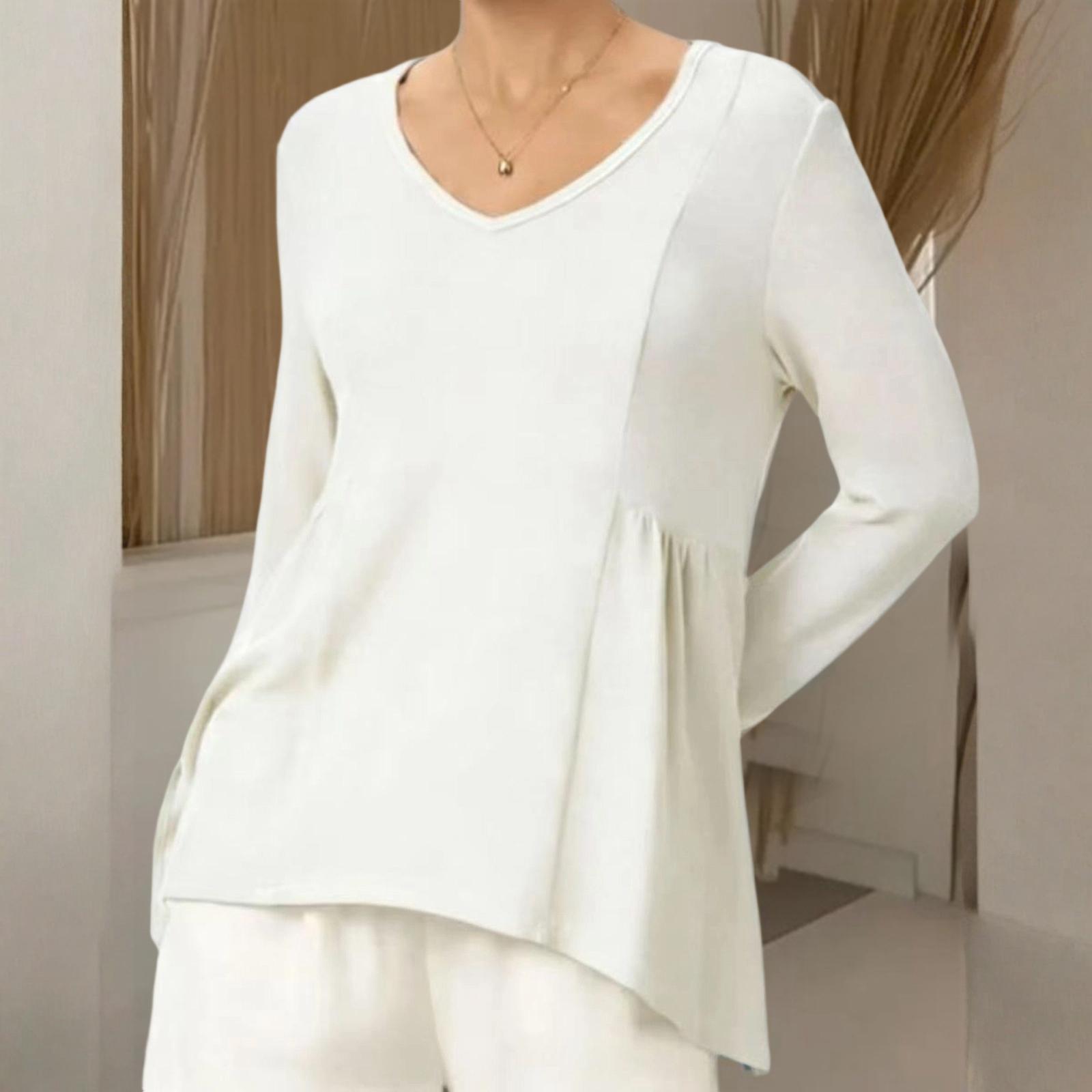 

Women s Fashionable Casual Solid-color Top XL білий