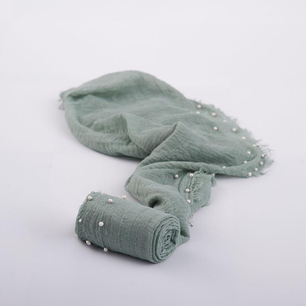 Newborn Photography Props Pearl Swaddling Clothes Baby Cotton Knitted Headband Hat Blanket