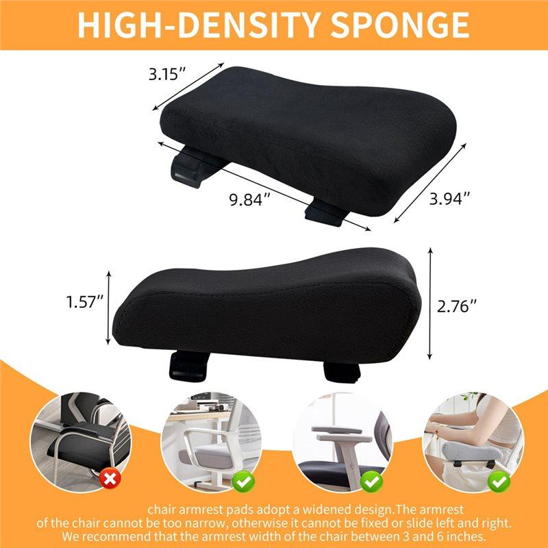 HHO-Memory Foam Armrest Cushion 2Pcs For Office Gaming Chairs Ergonomic Design Elbow Support Pressure Relief Pad