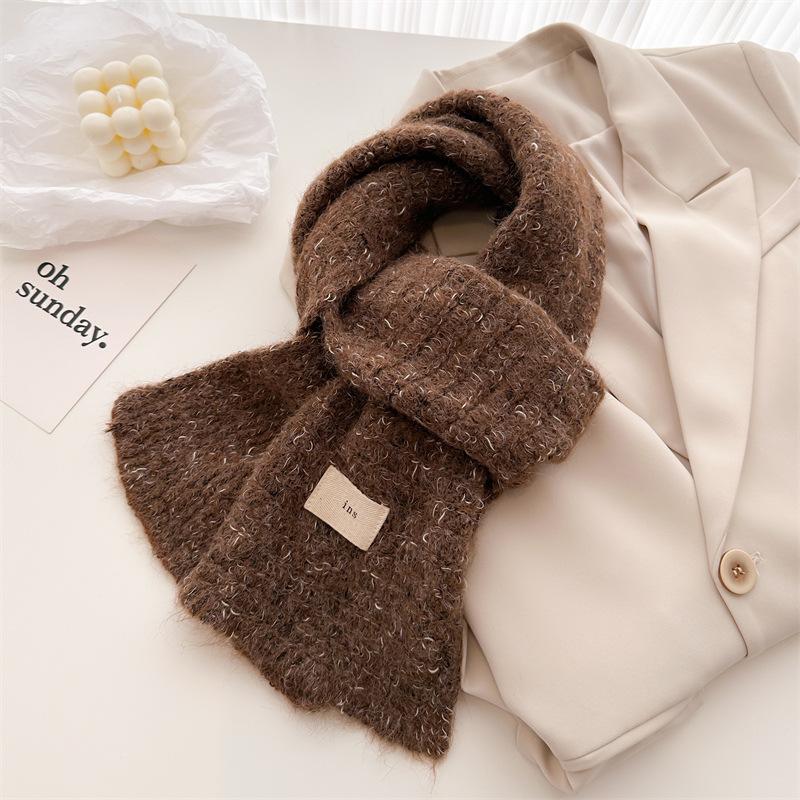 Diandian yarn contains knitted scarf medium and long shawl scarf versatile warm and cold-proof autumn and winter women's new models