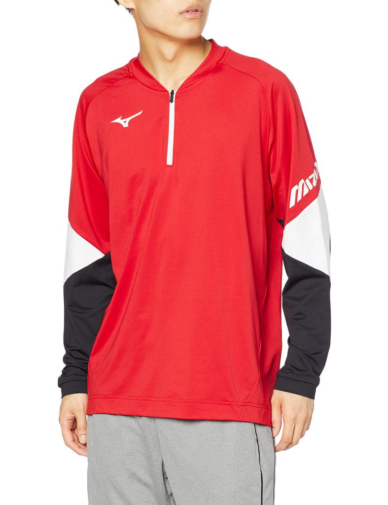 Mizuno Light Tennis Size S Sweatshirt, Half-Zip, 62JC0510, Red, (Japan Size)