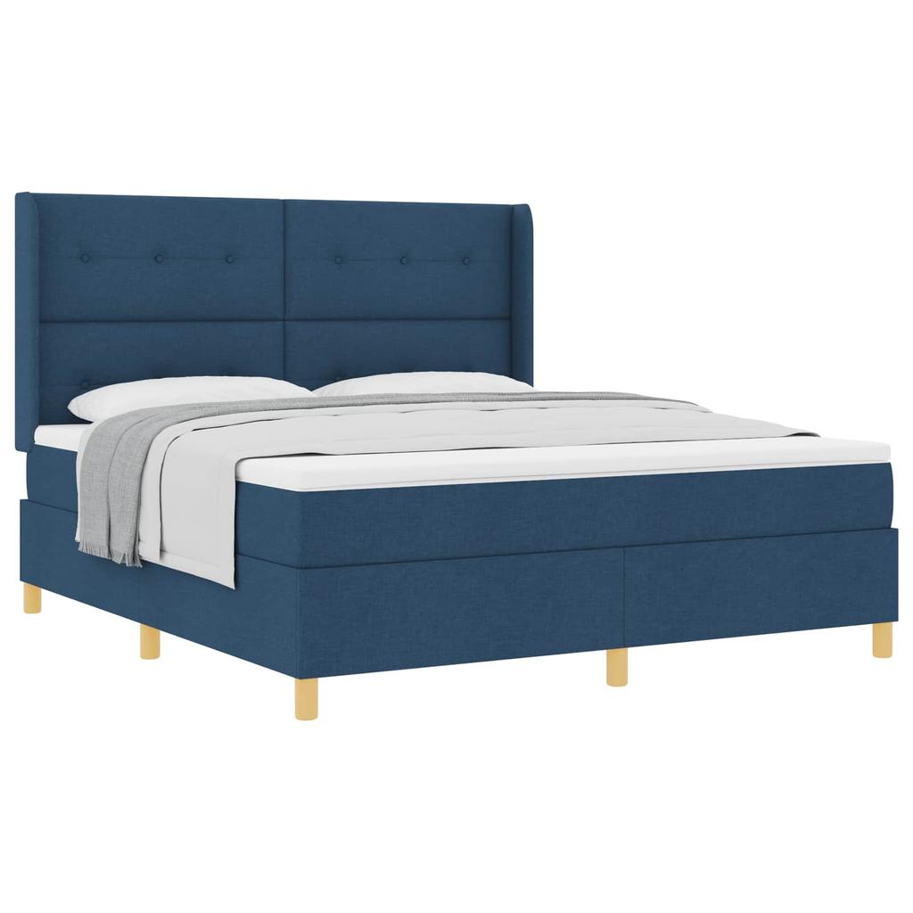 Box Spring Bed with Headboard Blue 180 x 200 cm Fabric