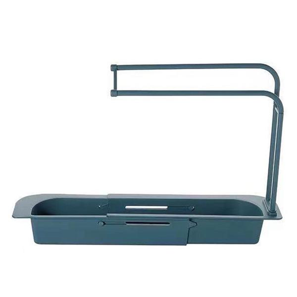 Organizator telescopic de bucătărie peste chiuvetă cu cuier pentru prosoape, coș de scurgere subțire extensibil pentru baie de acasă