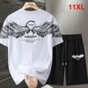 Summer Tracksuits Men Plus Size 11XL Summer Sets Casual Fashion Wing Print T-shirts Shorts Suits Male Big Size 11XL
