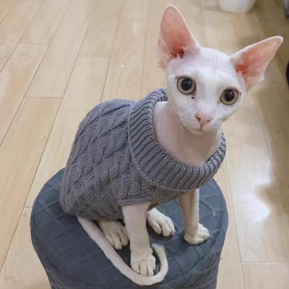 Warmer Gestrickter Sphynx Katze Pullover Winter Haustierkleidung für Katzen mascotas Kleidung Katten Kedi Kätzchen Welpe Pullover ropa para gatos