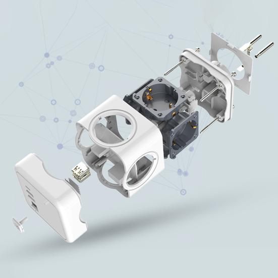 Compact Socket Cube 5 Sockets Wireless Power Strip with Child Safety Short Circuit Overcurrent Fault Current Protection Portable Socket Strip