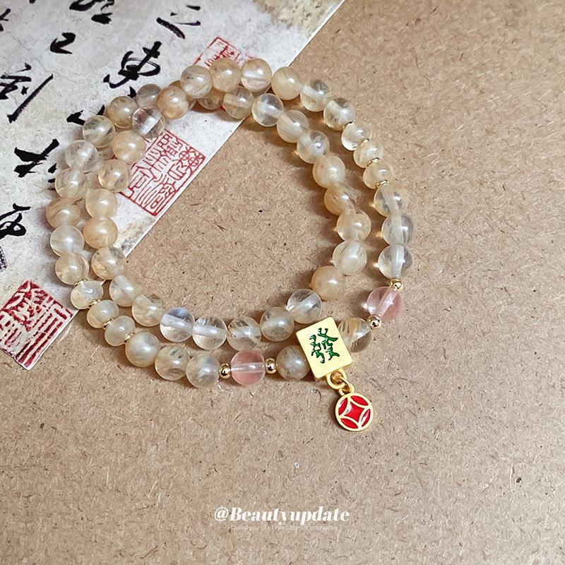 

Браслет с медной монетой и арбузным кристаллом — роскошные, уникальные, универсальные женские украшения. watermelon quartz stackable