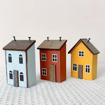 Wooden House Decorations Handmade Home Cabinets Desktop Decorations Creative DIY Accessories