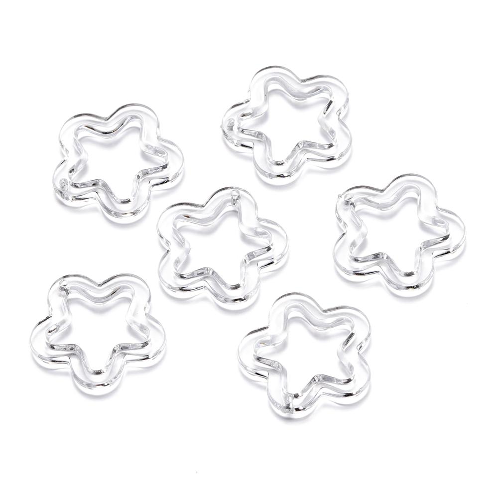 10Pcs/Lot 30*30.5mm Acrylic Transparent Five Pointed Star Pendant for DIY Jewelry Making Bracelet Necklace Charms Accessories