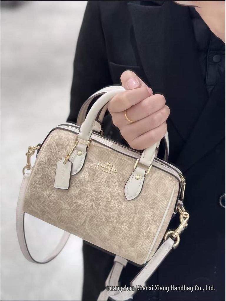 Coach Rowan Mini Boston Pillow Bag - Classic Monogram Handbag & Versatile Shoulder/Crossbody Women's Bag