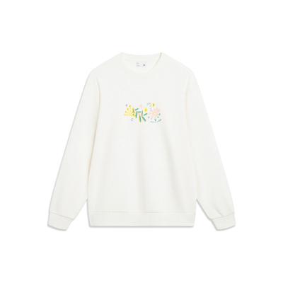 Floral Round Neck Loose Sweatshirt Women Tops Off-White AWDT446-1