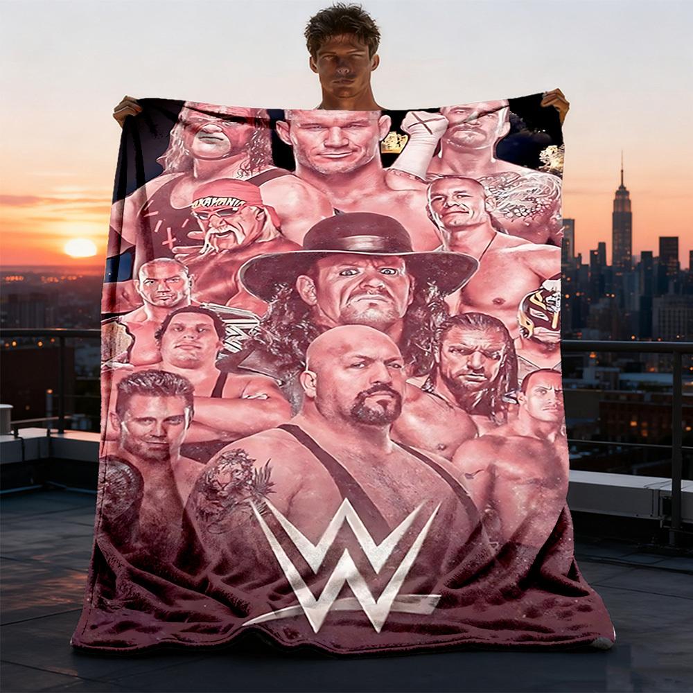 1pc WWE Wrestlers Outdoor Flannel Throw Blanket Soft, Cozy, Warm All Season, Machine Washable,