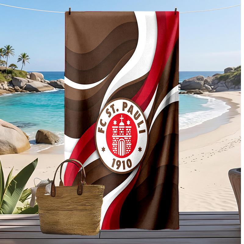 FC St. Asciugamano da Spiaggia con Stampa Calcio Pauli, Asciugamano Grande Morbido Asciugatura Rapida per Spiaggia Campeggio Nuoto