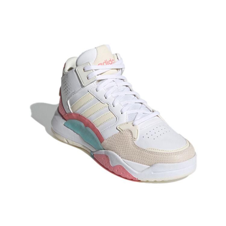 Adidas Neo 5th Quarter Synthetic Leather Trendy Sports Non-Slip Wear-Resistant Mid-Top Retro Basketball Shoes Women sneaker White Beige FY6051