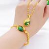 European Gold-Plated Women's Necklace & Bracelet Set with Cat's Eye Peacock Pendant Jewelry