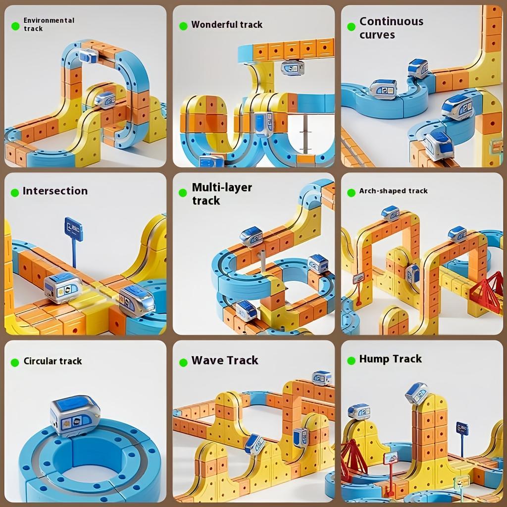 DIY Cube Track Electric Magnetic 3D Tracks Train for Kids Cube Trains STEM Montessori Toy Vehicle Gravity Maze Toy Learning Set