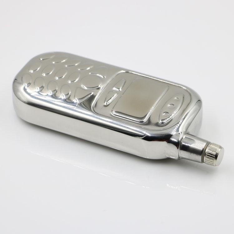 Recipient metalic de buzunar din oțel inoxidabil, în formă de telefon mobil retro, cu finisaj oglindă, 3 oz
