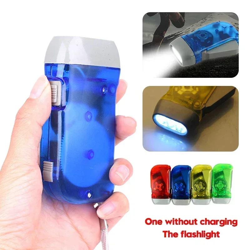 Outdoor Hand Pressing Dynamo Crank Power Flashlight Camping Supplies Hand Crank Charger Camping Light  Portable LED Flashlight