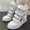 Onzichtbare Schoenen met Binnenverhoging voor Dames, Herfst Nieuwe Hoge Schoenen, Kleurblokkerende Schoenen met Ronde Neus en Klittenband, Sport- en Vrijetijdsschoenen, Wandelschoenen