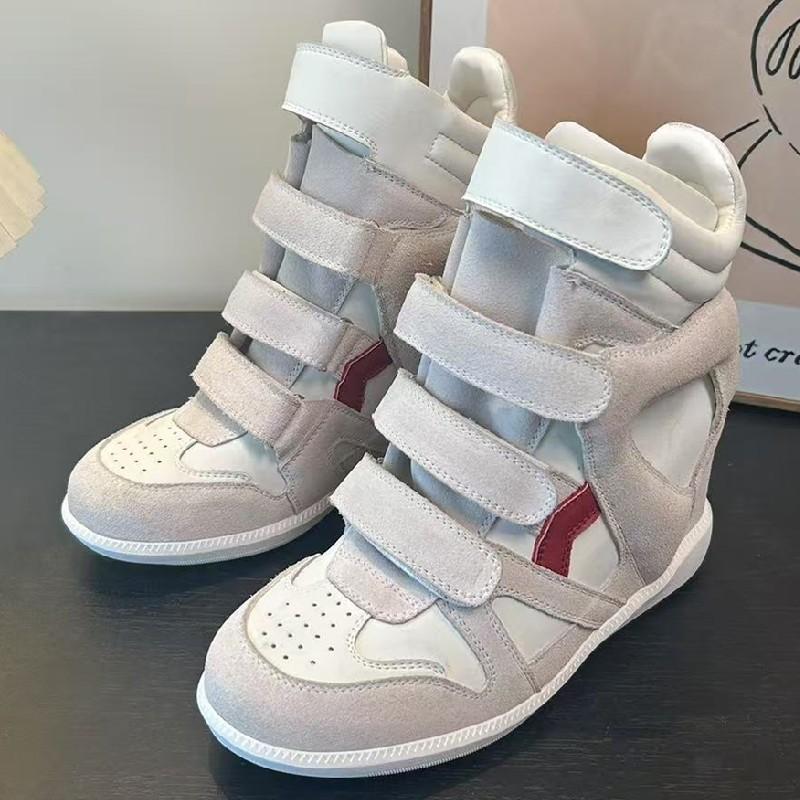 Onzichtbare Schoenen met Binnenverhoging voor Dames, Herfst Nieuwe Hoge Schoenen, Kleurblokkerende Schoenen met Ronde Neus en Klittenband, Sport- en Vrijetijdsschoenen, Wandelschoenen