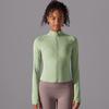Stand Collar Long Zipper Long Sleeve Coat Brushed Tight Sports Running Fitness Yoga Clothing Top For Women