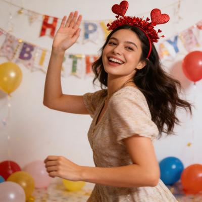 Hair Hoop Romantic Red Heart Decor Headband Valentine Day Weddings Parties Express Love Gift Hair Accessory