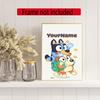 Bluey Customize Your Name Diamond Painting Round Diamond Diy Frameless Holiday Artwork Suitable For Home Office Wall Decoration