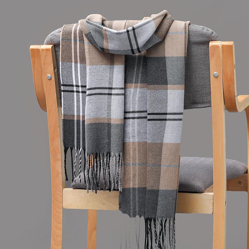Autumn And Winter Men'S Plaid Scarf British Plaid Imitation Cashmere Tassel Couple Parent-Child Men'S Scarf