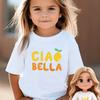 Cia Bella Lemon Fruit Pattern Print, Girls' Summer Casual Crew Neck Outdoor Stretchy Short Sleeve T-Shirt Top, Children's Clothing