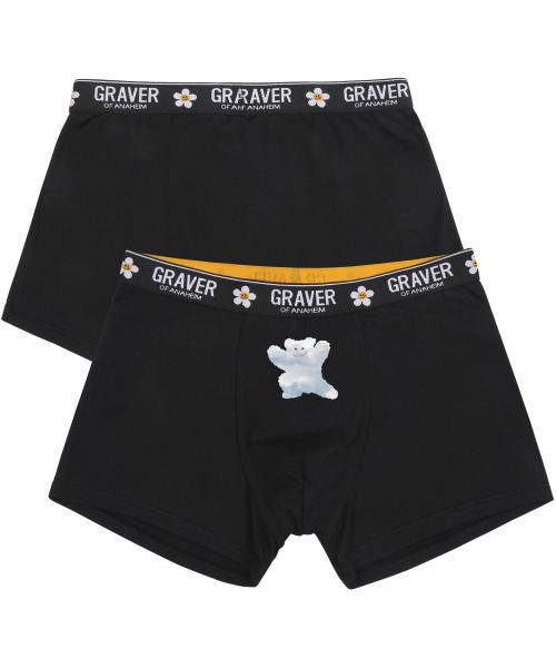 [Graver] [1 УПАКОВКА] Облачный Мишка Улыбка Мужские Боксеры [Отправка из Кореи] 100% Оригинал Black - M