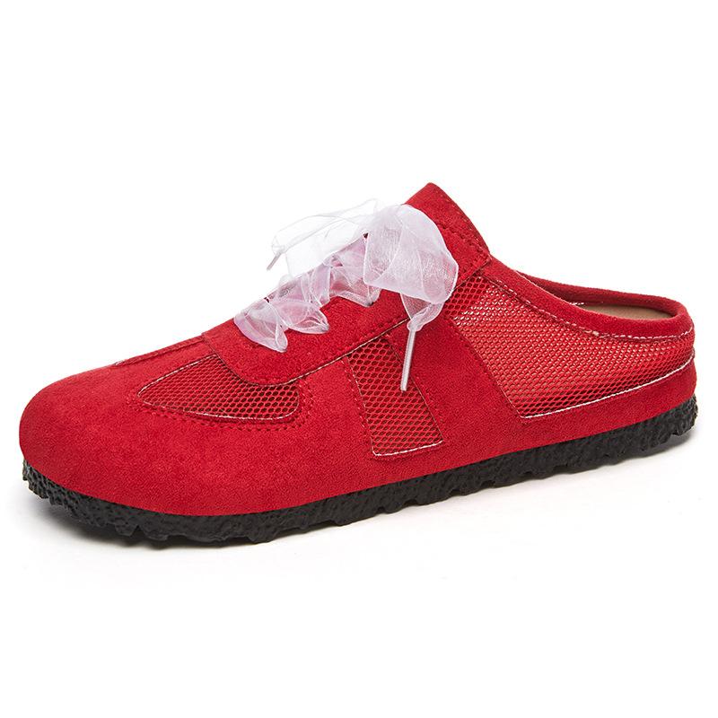 Baotou Half Slippers Women's Summer Mesh Breathable Casual Women's Shoes German Training Shoes One Pedal Fashionable Flat-bottomed Home Single Shoes