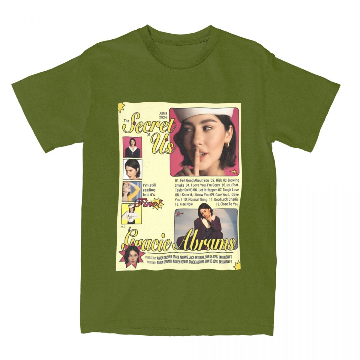 

Men s Gracie Abrams The Secret Of Us Poster T Shirts Cotton Top Tees Summer Short Sleeve T Shirt O-Neck Plus Size 5XL 6XL 4XL