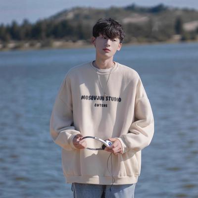 Fleece und Verdickter Rundhals-Pullover für Männer und Frauen, Frühling, Herbst und Winter Neu Locker Jungen Ohne Hut Jacke