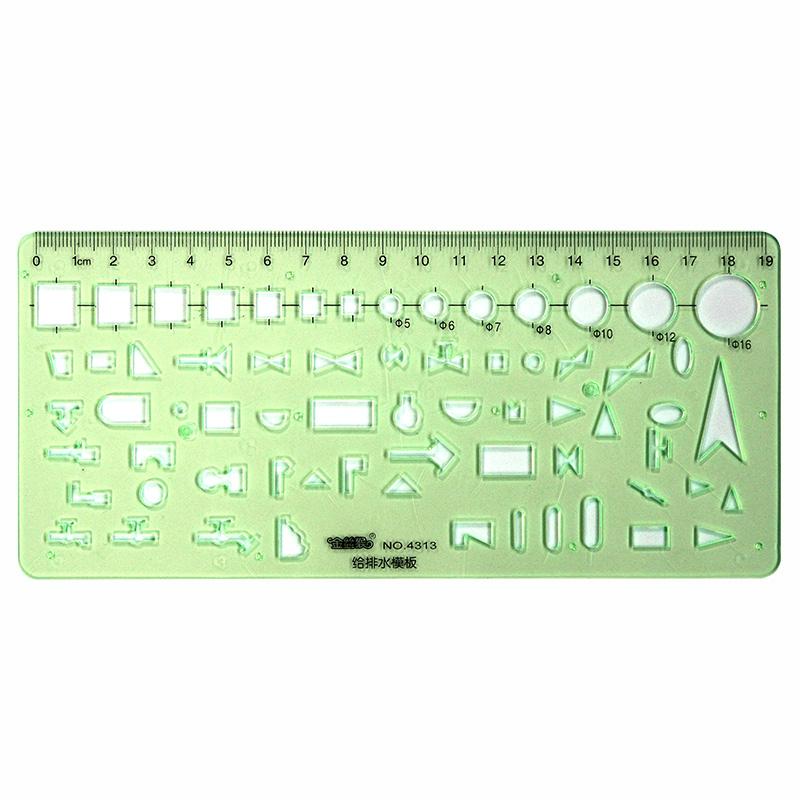 Jinsihou Durable Green Round Oval Geometry Template Ruler for Architectural Drawing and Furniture Design Resin Measuring Ruler