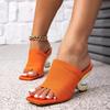 Women's and women's shoes woven special-shaped heel sandals European and American style vacation party simple and versatile 2025