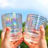 400ml vertikal gestreifte Doppel-Trinkglas Tasse