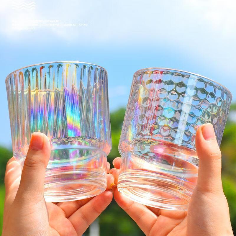 400ml vertikal gestreifte Doppel-Trinkglas Tasse