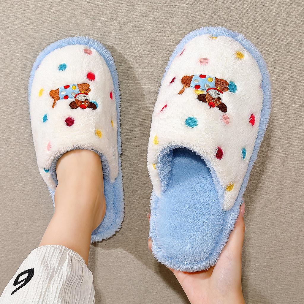 Cute Cherry Cotton Slippers Autumn and Winter Plush Warm Home Indoor Home Non-slip Floor Mop